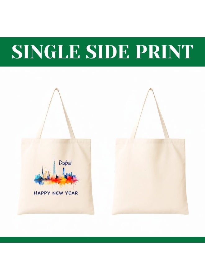 PRINTSHOP4ME New Year Cotton Bag With Dubai Design-Eco-Friendly Canvas Cotton Tote Bag With Printed For Women-Reusable Bag,Party Gift Idea And Cotton Gift Bag - Image 2